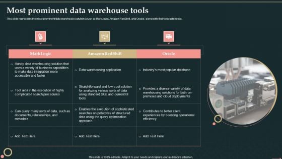 Management Information System Most Prominent Data Warehouse Tools Diagrams PDF Management Information System Most Prominent Data Warehouse Tools Diagrams PDF