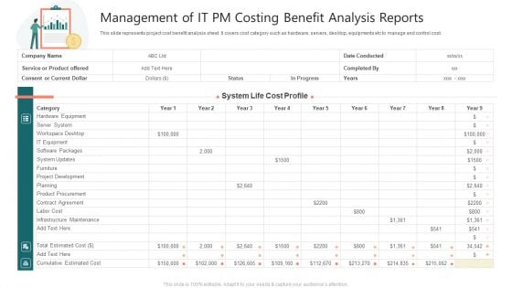 Management Of IT PM Costing Benefit Analysis Reports Introduction PDF