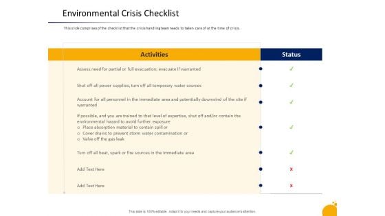 Management Program Presentation Environmental Crisis Checklist Ppt Inspiration Display PDF Management Program Presentation Environmental Crisis Checklist Ppt Inspiration Display PDF