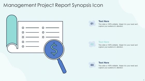 Management Project Report Synopsis Icon Professional PDF