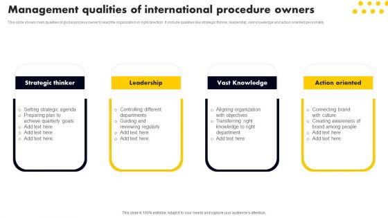 Management Qualities Of International Procedure Owners Elements PDF