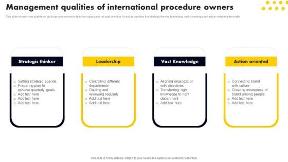 Management Qualities Of International Procedure Owners Elements PDF