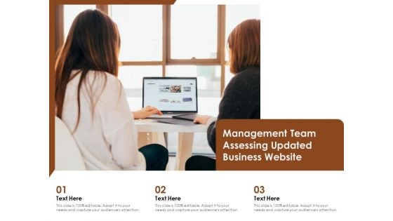 Management Team Assessing Updated Business Website Ppt PowerPoint Presentation Gallery Example Topics PDF