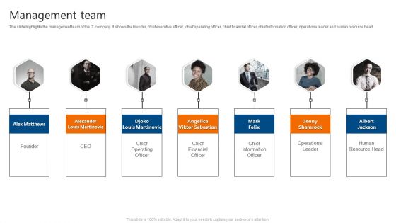 Management Team IT Software Development Company Profile Inspiration PDF