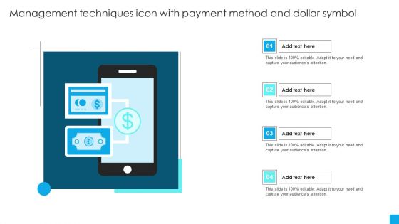 Management Techniques Icon With Payment Method And Dollar Symbol Pictures PDF