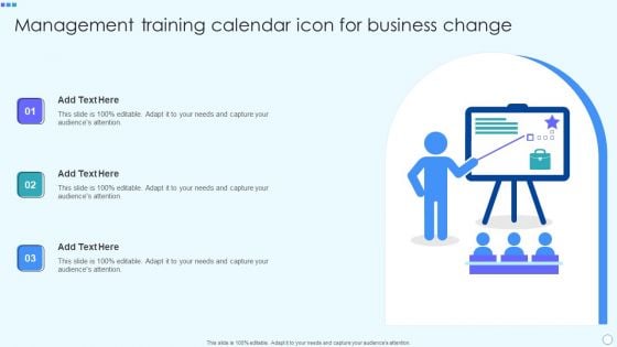 Management Training Calendar Icon For Business Change Mockup PDF