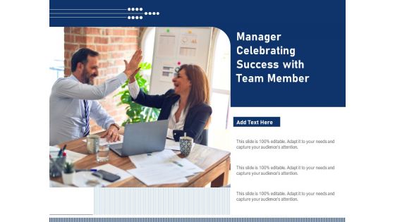 Manager Celebrating Success With Team Member Ppt PowerPoint Presentation Icon Files PDF