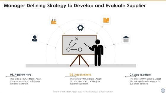 Manager Defining Strategy To Develop And Evaluate Supplier Background PDF