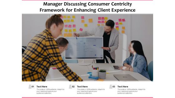 Manager Discussing Consumer Centricity Framework For Enhancing Client Experience Ppt PowerPoint Presentation File Visuals PDF