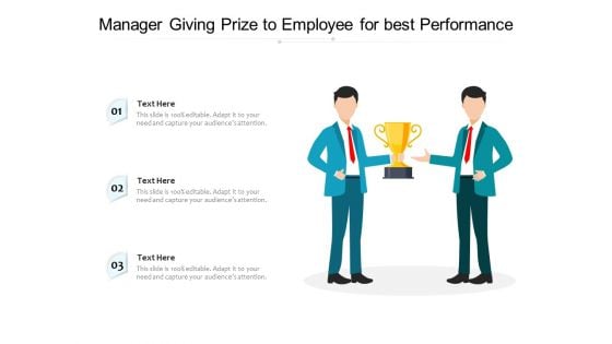 Manager Giving Prize To Employee For Best Performance Ppt PowerPoint Presentation Icon Slides PDF