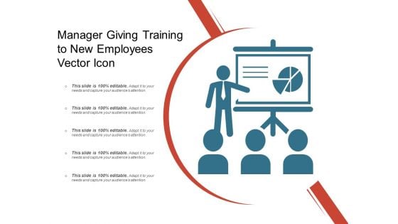 Manager Giving Training To New Employees Vector Icon Ppt PowerPoint Presentation Model Gallery PDF