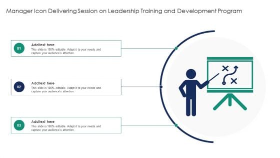 Manager Icon Delivering Session On Leadership Training And Development Program Introduction PDF