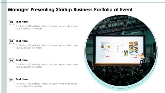 Manager Presenting Startup Business Portfolio At Event Ppt File Show PDF