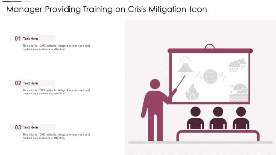 Manager Providing Training On Crisis Mitigation Icon Professional PDF