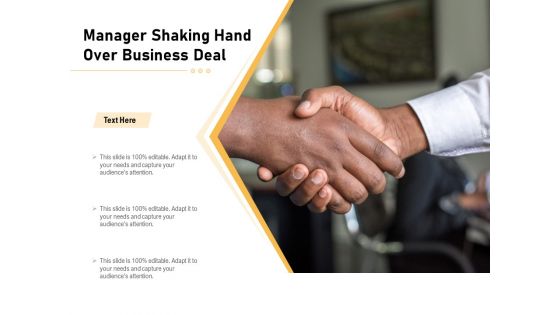 Manager Shaking Hand Over Business Deal Ppt PowerPoint Presentation Gallery Graphic Images PDF