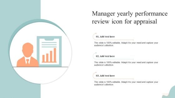 Manager Yearly Performance Review Icon For Appraisal Summary PDF