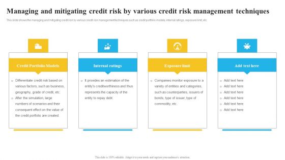 Managing And Mitigating Credit Risk By Various Credit Risk Management Techniques Designs PDF