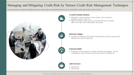 Managing And Mitigating Credit Risk By Various Credit Risk Management Techniques Elements PDF