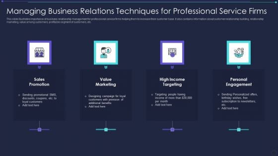 Managing Business Relations Techniques For Professional Service Firms Structure PDF