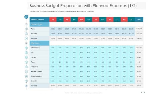 Managing CFO Services Business Budget Preparation With Planned Expenses Clipart PDF