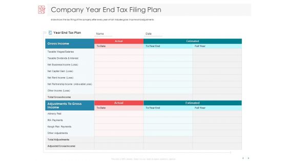 Managing CFO Services Company Year End Tax Filing Plan Ppt Gallery Files PDF