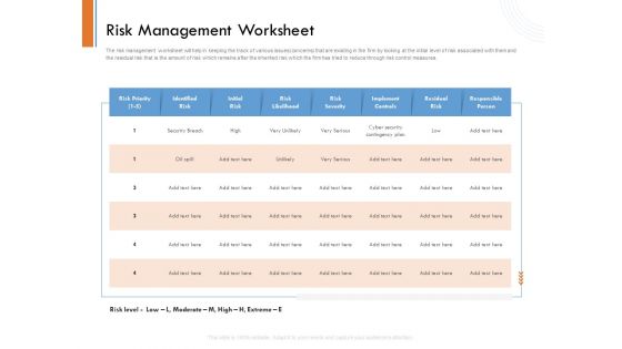 Managing Companys Online Presence Risk Management Worksheet Guidelines PDF