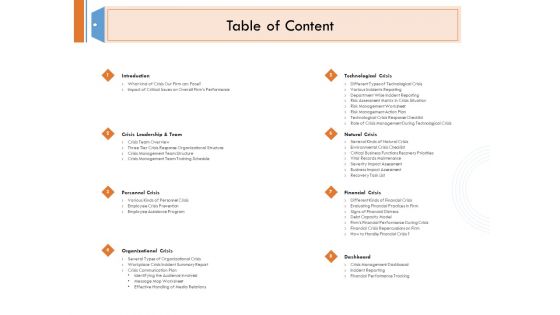Managing Companys Online Presence Table Of Content Guidelines PDF