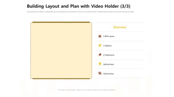 Managing Construction Work Building Layout And Plan With Video Holder Galleries Summary PDF