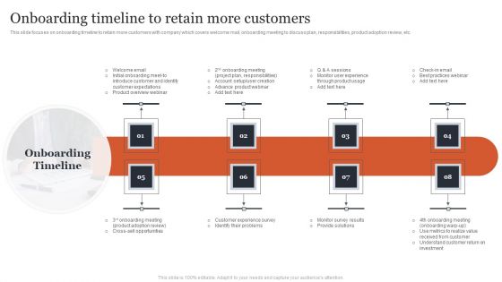 Managing Customer Attrition Onboarding Timeline To Retain More Customers Demonstration PDF Managing Customer Attrition Onboarding Timeline To Retain More Customers Demonstration PDF