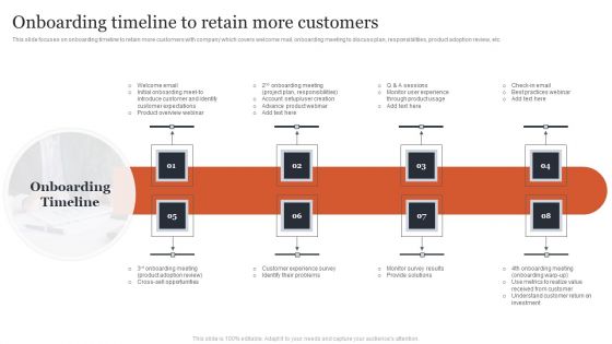 Managing Customer Attrition Onboarding Timeline To Retain More Customers Demonstration PDF