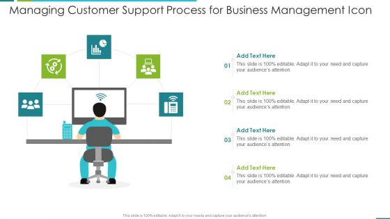 Managing Customer Support Process For Business Management Icon Guidelines PDF