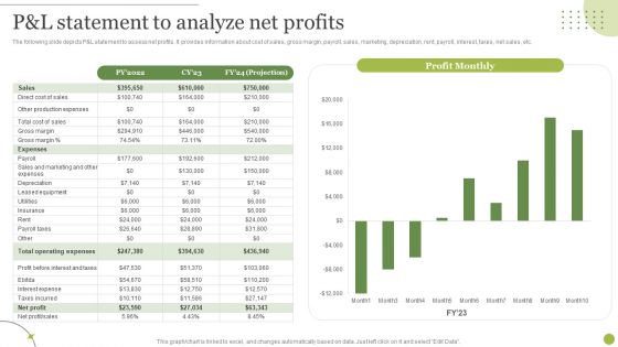 Managing E Commerce Business Accounting P And L Statement To Analyze Net Profits Elements PDF