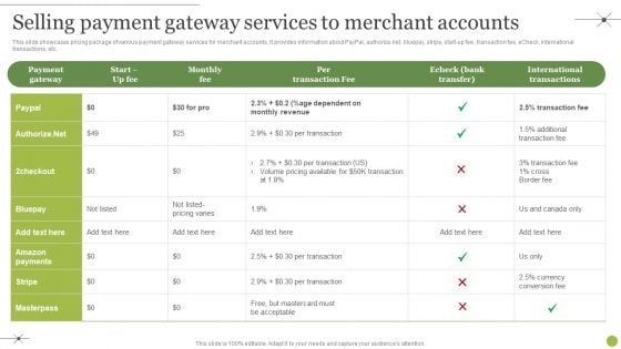 Managing E Commerce Business Accounting Selling Payment Gateway Services To Merchant Accounts Themes PDF