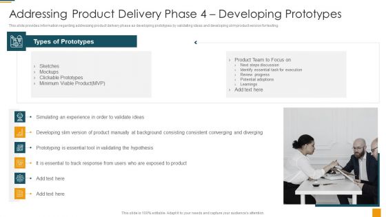 Managing Initial Stage Of Product Design And Development Addressing Product Delivery Phase 4 Ideas PDF