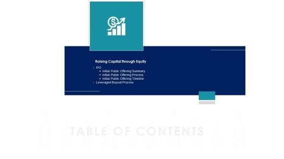 Managing Organization Finance Table Of Contents Equity Ppt Ideas Clipart PDF
