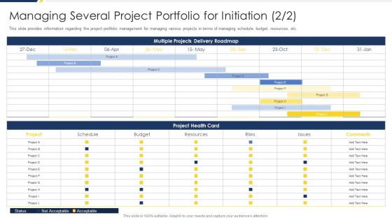 Managing Several Project Portfolio For Initiation Project Management Development Topics PDF