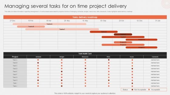 Managing Several Tasks For On Time Project Delivery Clipart PDF