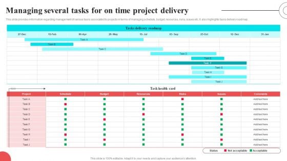 Managing Several Tasks For On Time Project Delivery Elements PDF