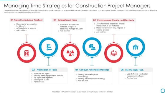 Managing Time Strategies For Construction Project Managers Ppt PowerPoint Presentation File Graphics Pictures PDF