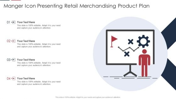 Manger Icon Presenting Retail Merchandising Product Plan Mockup PDF