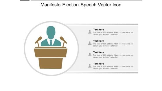 Manifesto Election Speech Vector Icon Ppt PowerPoint Presentation Layouts Rules