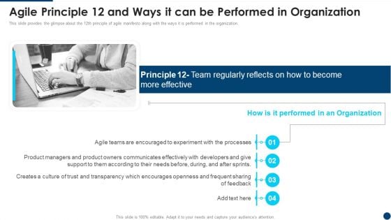 Manifesto For Agile Application Agile Principle 12 And Ways It Can Be Performed Guidelines PDF