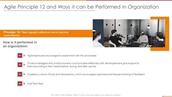 Manifesto For Agile Software Development Agile Principle 12 And Ways It Can Be Performed In Organization Clipart PDF Manifesto For Agile Software Development Agile Principle 12 And Ways It Can Be Performed In Organization Clipart PDF