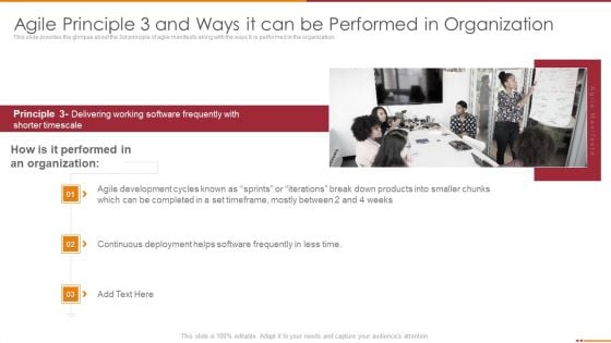 Manifesto For Agile Software Development Agile Principle 3 And Ways It Can Be Performed In Organization Ideas PDF