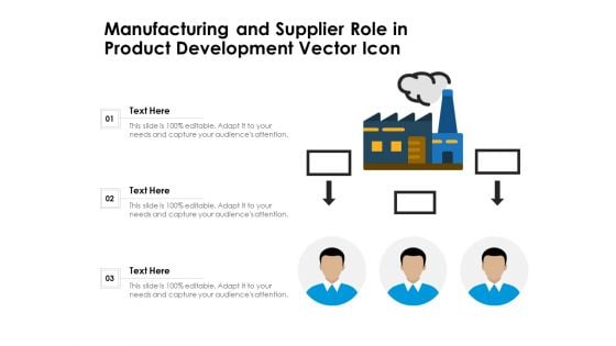 Manufacturing And Supplier Role In Product Development Vector Icon Ppt PowerPoint Presentation File Format PDF