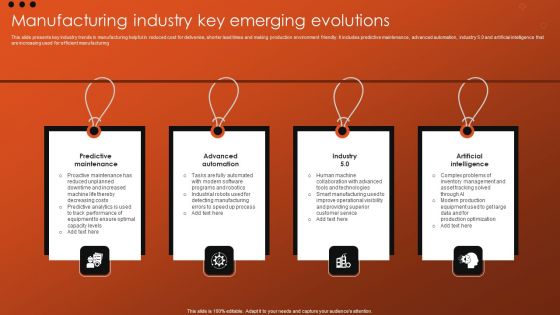 Manufacturing Industry Key Emerging Evolutions Clipart PDF