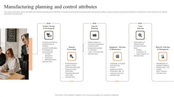 Manufacturing Planning And Control Attributes Infographics PDF