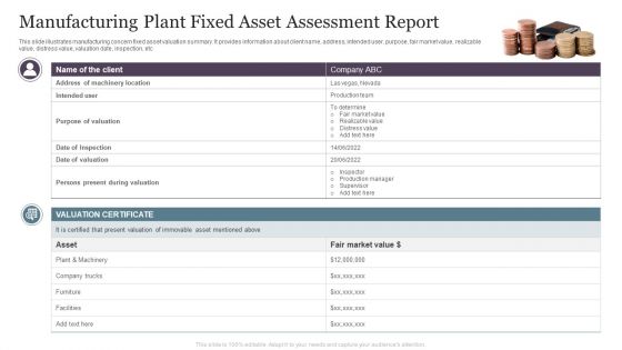 Manufacturing Plant Fixed Asset Assessment Report Graphics PDF