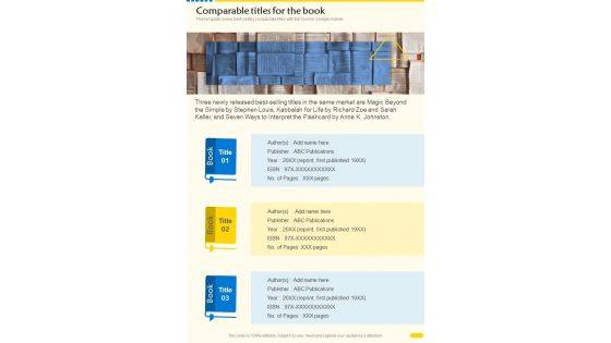 Manuscript Publishing Services Proposal Comparable Titles For The Book One Pager Sample Example Document Manuscript Publishing Services Proposal Comparable Titles For The Book One Pager Sample Example Document
