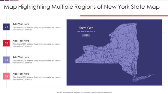 Map Highlighting Multiple Regions Of New York State Map Template PDF